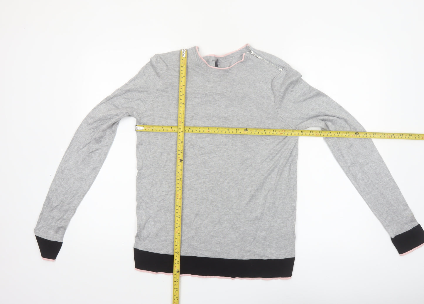 Debenhams Womens Grey Regular Fit Crew Neck Pullover Jumper Size 16