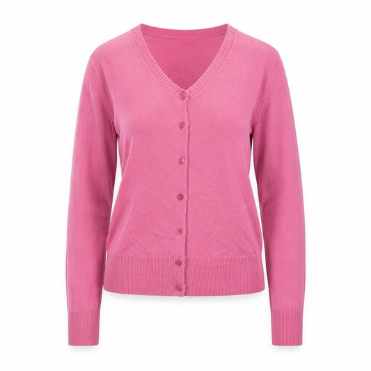 Front view of Gap Women Pink Cotton V-Neck Cardigan Jumper M