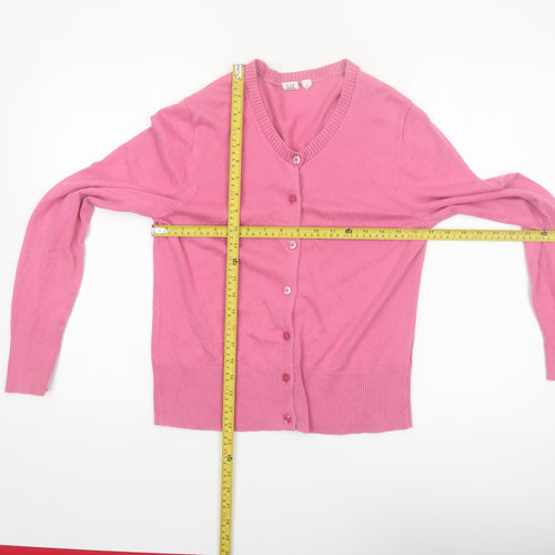 GAP Women Pink Cotton V-Neck Cardigan Jumper M