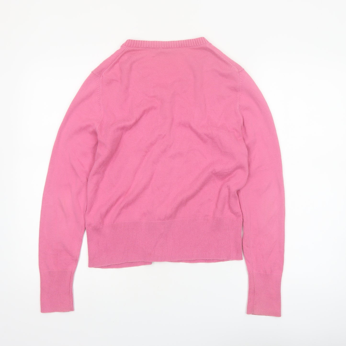 GAP Women Pink Cotton V-Neck Cardigan Jumper M