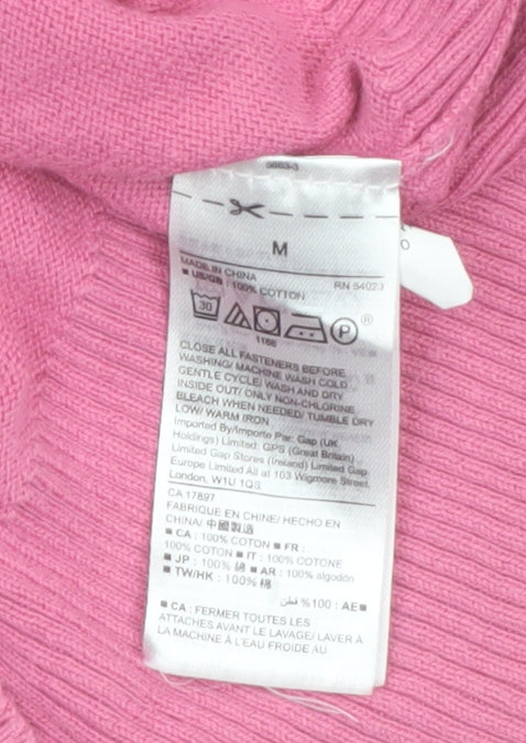 GAP Women Pink Cotton V-Neck Cardigan Jumper M