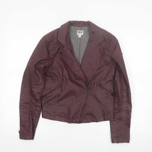 ASOS Women’s Brown Biker Jacket Size 10 Cotton Blend Zip Style