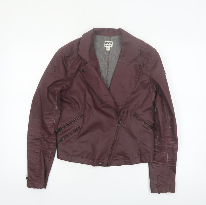ASOS Women’s Brown Biker Jacket Size 10 Cotton Blend Zip Style