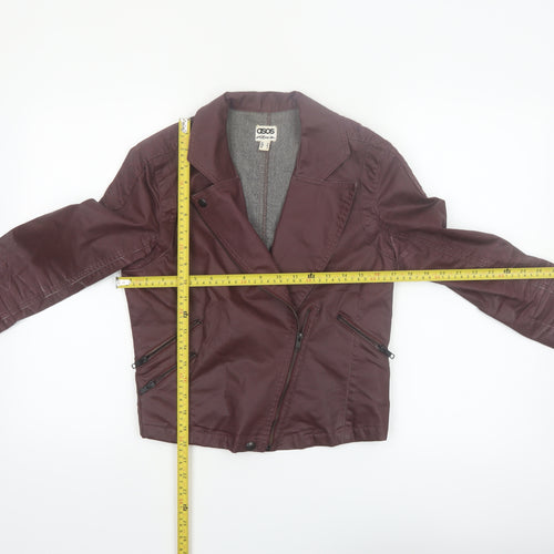 ASOS Women’s Brown Biker Jacket Size 10 Cotton Blend Zip Style