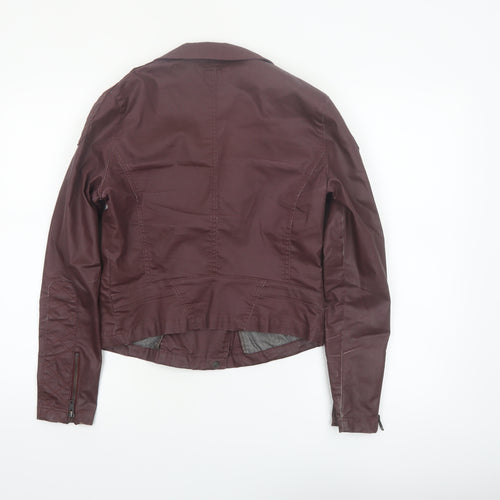 ASOS Women’s Brown Biker Jacket Size 10 Cotton Blend Zip Style