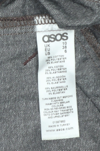 ASOS Women’s Brown Biker Jacket Size 10 Cotton Blend Zip Style