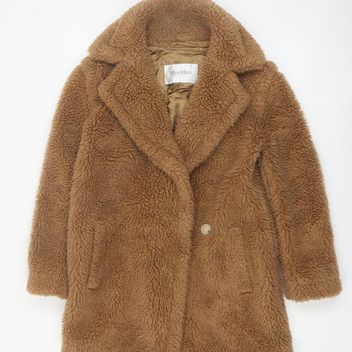 Max Mara Women Brown Camel Wool Blend Overcoat Size 6 UK
