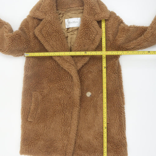 Max Mara Women Brown Camel Wool Blend Overcoat Size 6 UK