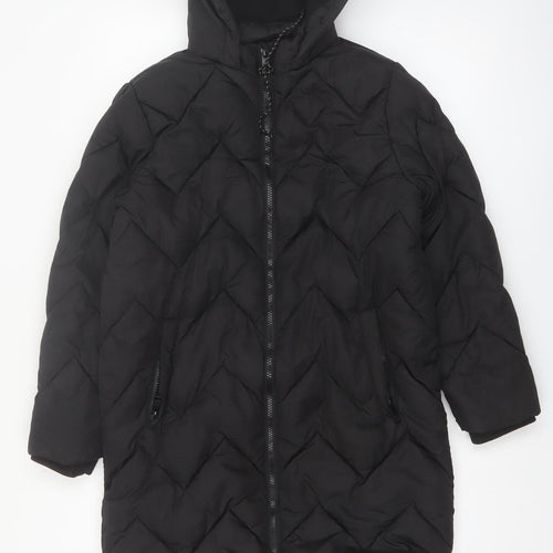 Threadbare Girls Black Hooded Long Quilted Puffer Coat 11-12 Years
