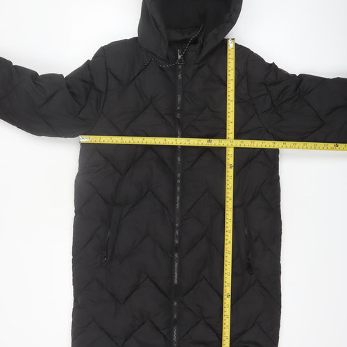 Threadbare Girls Black Hooded Long Quilted Puffer Coat 11-12 Years