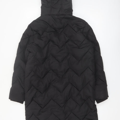 Threadbare Girls Black Hooded Long Quilted Puffer Coat 11-12 Years