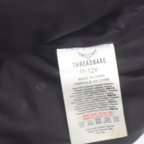 Threadbare Girls Black Hooded Long Quilted Puffer Coat 11-12 Years
