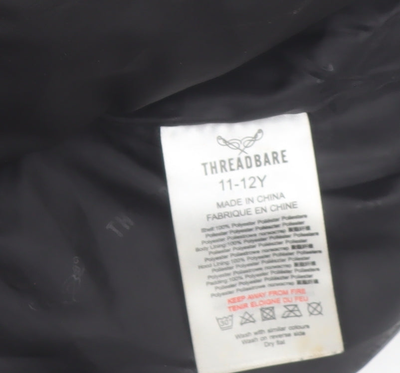 Threadbare Girls Black Hooded Long Quilted Puffer Coat 11-12 Years