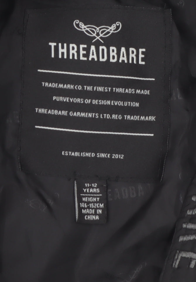 Threadbare Girls Black Hooded Long Quilted Puffer Coat 11-12 Years