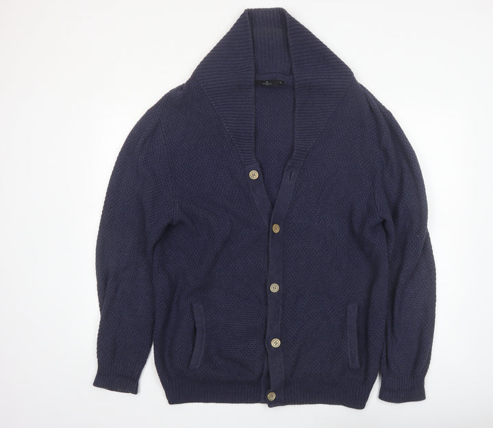 Jeff Banks Men’s Blue Cotton Knit Shawl Collar Cardigan XL Classic Fit