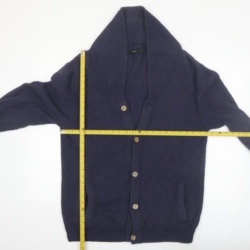 Jeff Banks Men’s Blue Cotton Knit Shawl Collar Cardigan XL Classic Fit