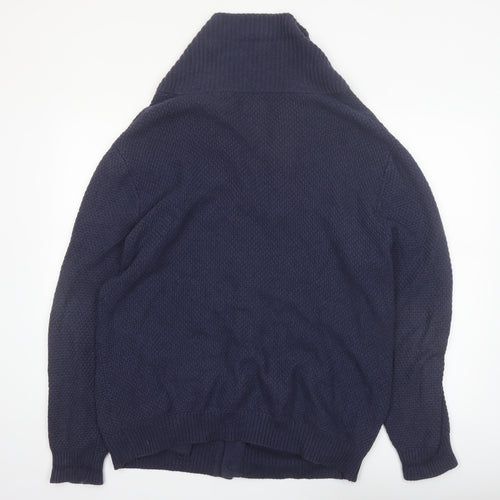 Jeff Banks Men’s Blue Cotton Knit Shawl Collar Cardigan XL Classic Fit