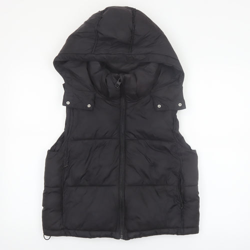 Zara Womens Black Puffer Hooded Waistcoat Size S
