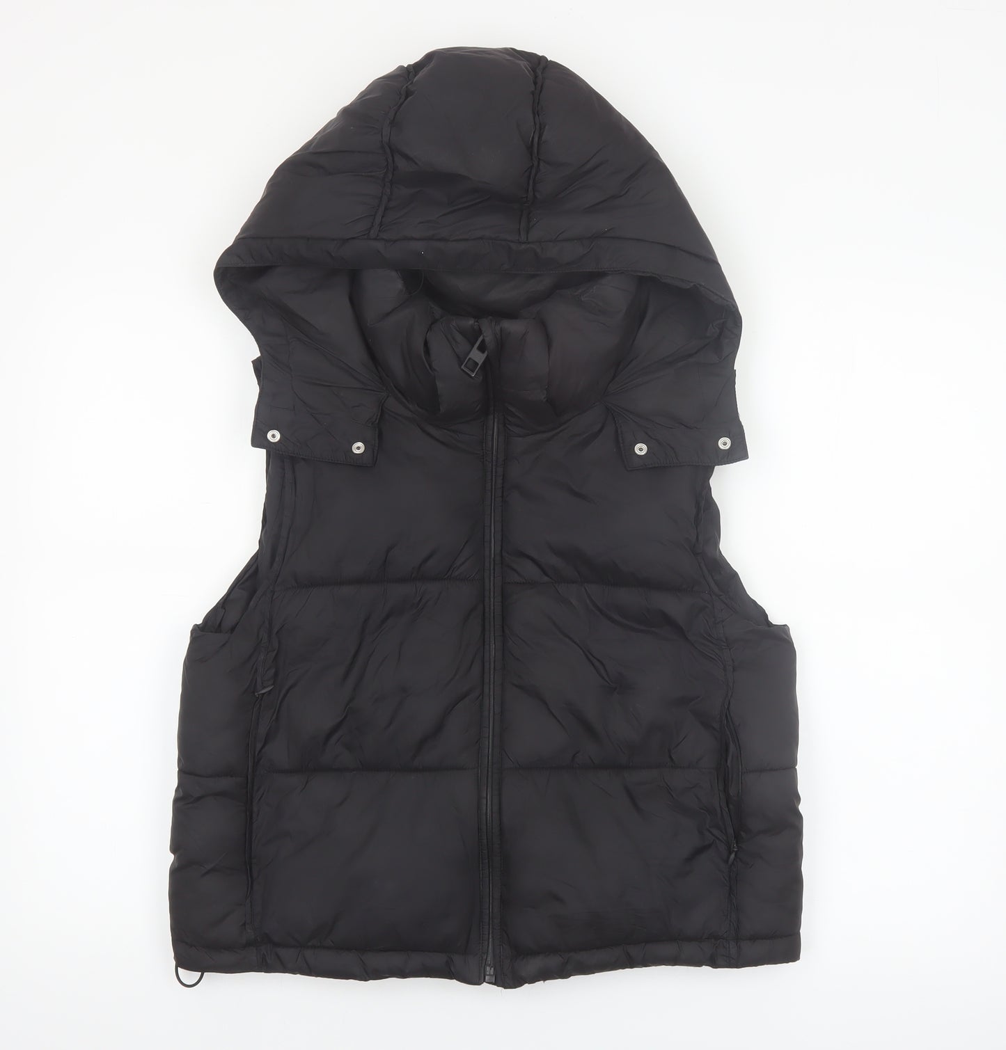 Zara Womens Black Puffer Hooded Waistcoat Size S