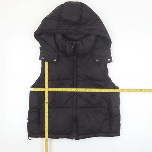 Zara Womens Black Puffer Hooded Waistcoat Size S