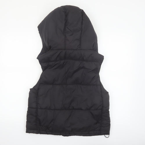 Zara Womens Black Puffer Hooded Waistcoat Size S