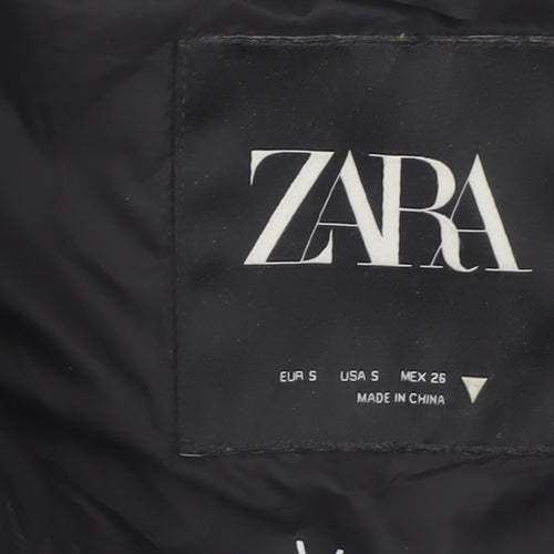 Zara Womens Black Puffer Hooded Waistcoat Size S