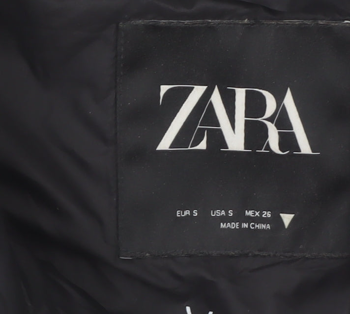 Zara Womens Black Puffer Hooded Waistcoat Size S