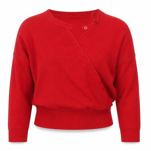 ZARA Women Red V-Neck Wrap Cardigan Jumper Size 14