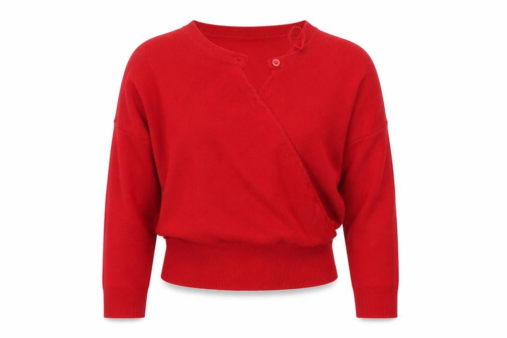 ZARA Women Red V-Neck Wrap Cardigan Jumper Size 14
