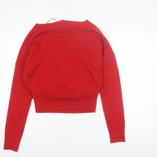 ZARA Women Red V-Neck Wrap Cardigan Jumper Size 14