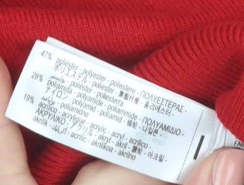 ZARA Women Red V-Neck Wrap Cardigan Jumper Size 14
