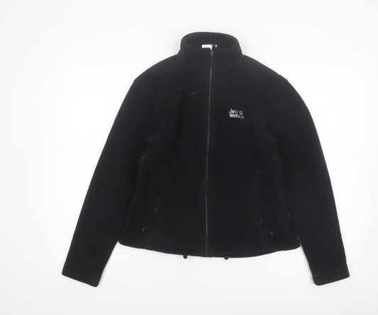 Jack Wolfskin Women's Black Fleece Jacket Size 10 Full Zip Outdoor
