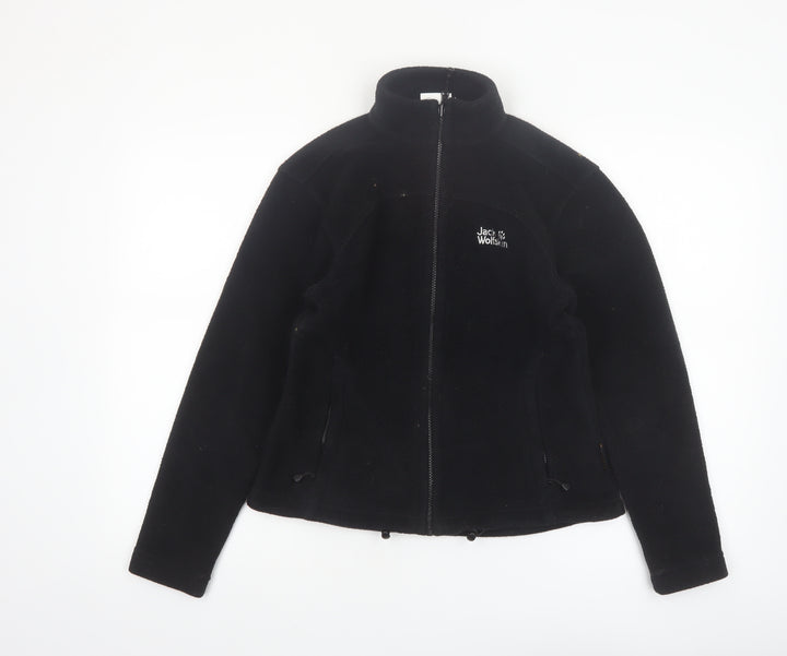 Jack Wolfskin Women's Black Fleece Jacket Size 10 Full Zip Outdoor