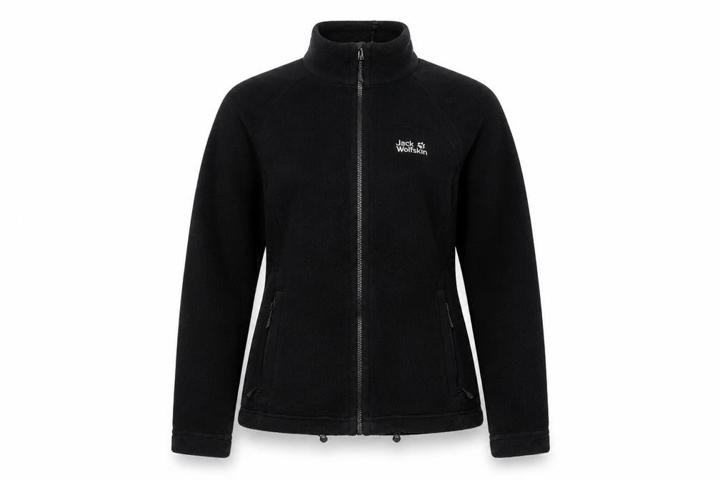 Jack Wolfskin Women's Black Fleece Jacket Size 10 Full Zip Outdoor