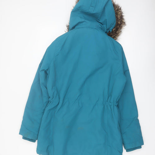Bellfield Womens Blue Fur Hooded Parka Jacket Size 10