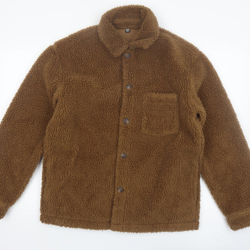 Uniqlo Men’s Brown Fleece Button Jacket Size S Regular Fit