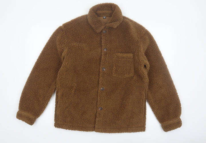 Uniqlo Men’s Brown Fleece Button Jacket Size S Regular Fit