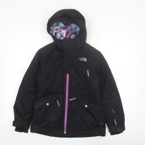 The North Face Girls Black Hooded Waterproof Ski Jacket Size 10-11 Years