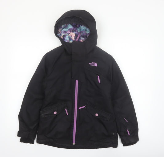 The North Face Girls Black Hooded Waterproof Ski Jacket Size 10-11 Years