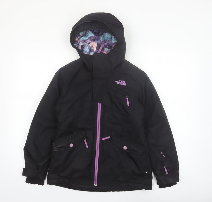 The North Face Girls Black Hooded Waterproof Ski Jacket Size 10-11 Years