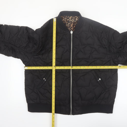 Monki Womens Black Quilted Bomber Jacket Size M Polyester Lined