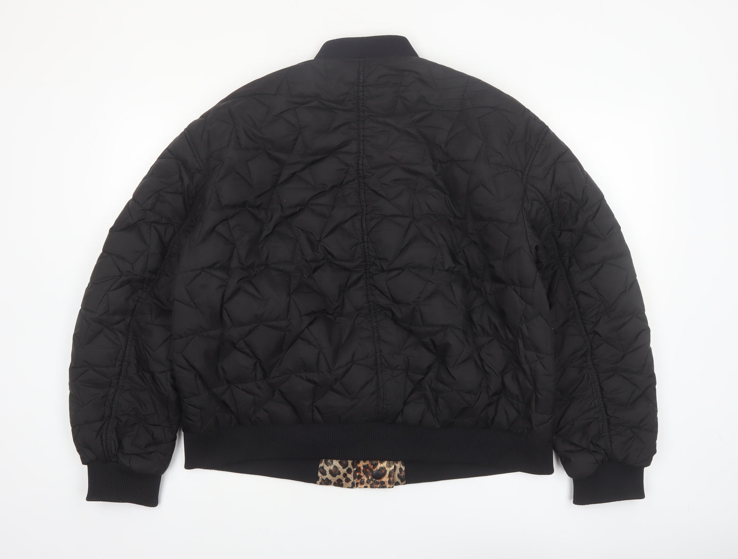 Monki Womens Black Quilted Bomber Jacket Size M Polyester Lined