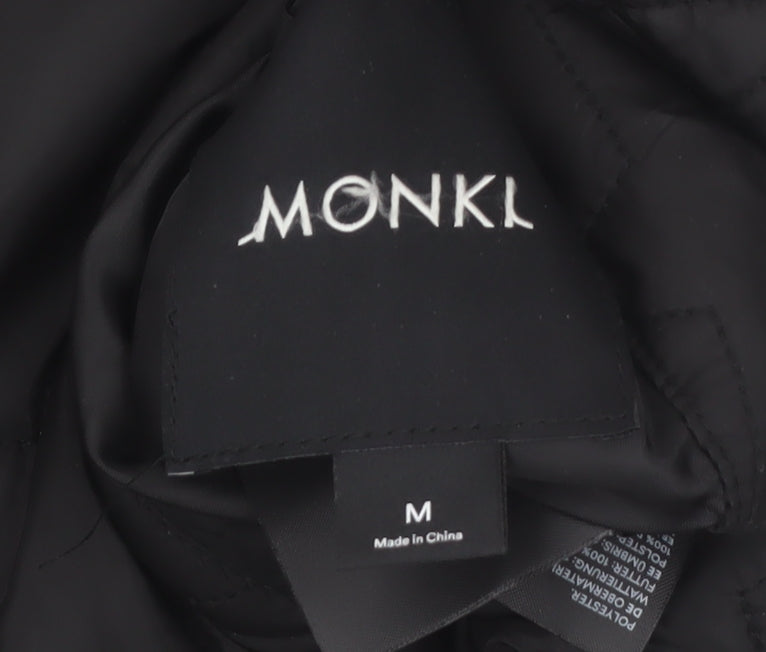 Monki Womens Black Quilted Bomber Jacket Size M Polyester Lined