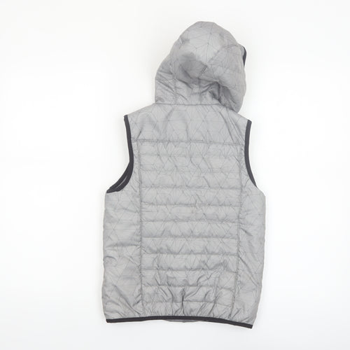 Quechua Boys Grey Hooded Puffer Gilet 7-8 Years Lightweight Outdoor Waistcoat
