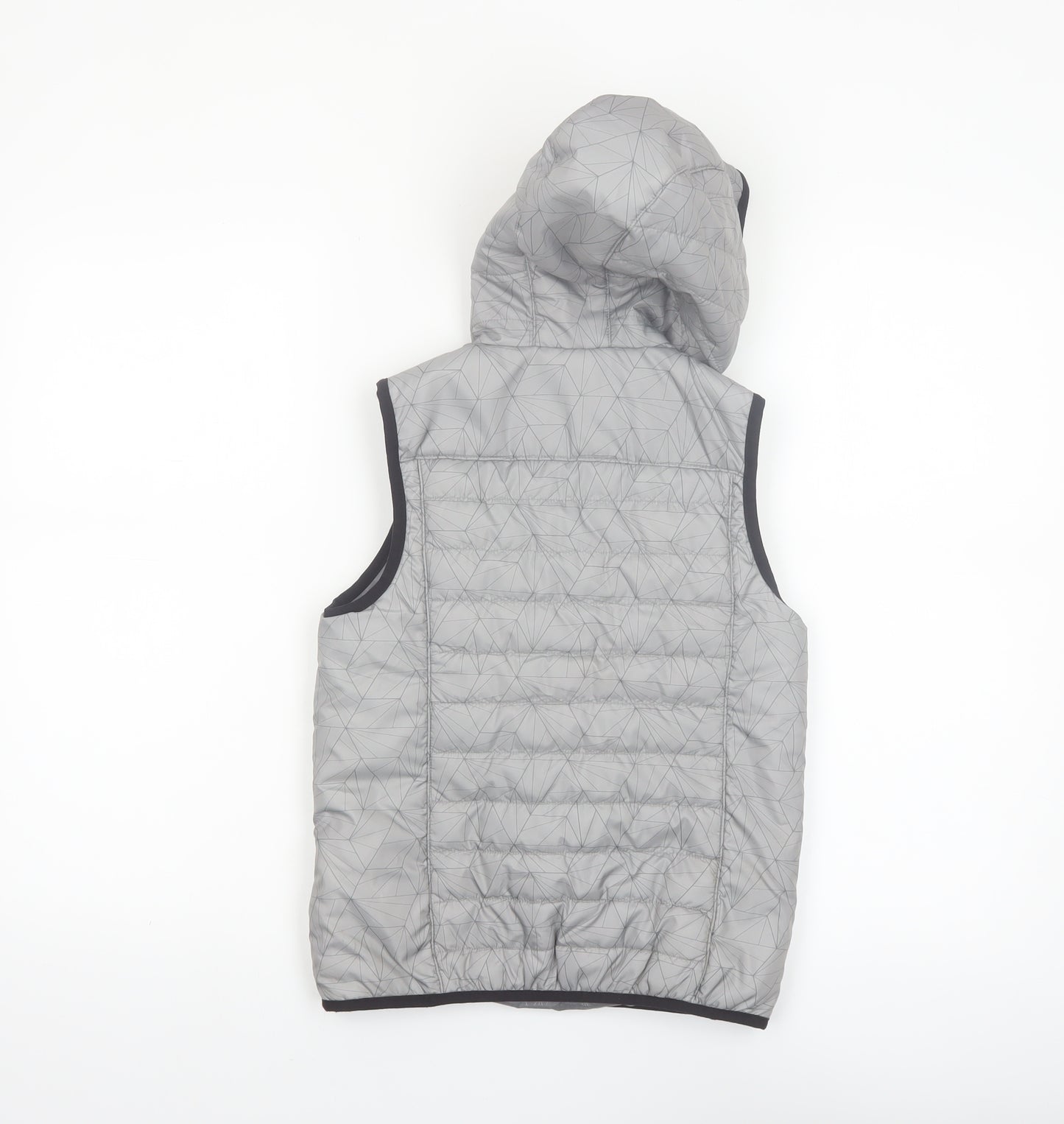 Quechua Boys Grey Hooded Puffer Gilet 7-8 Years Lightweight Outdoor Waistcoat