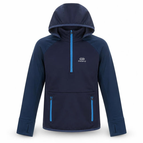 Kalenji Boys Blue 7-8 Years 1/2 Zip Hooded Running Sweatshirt