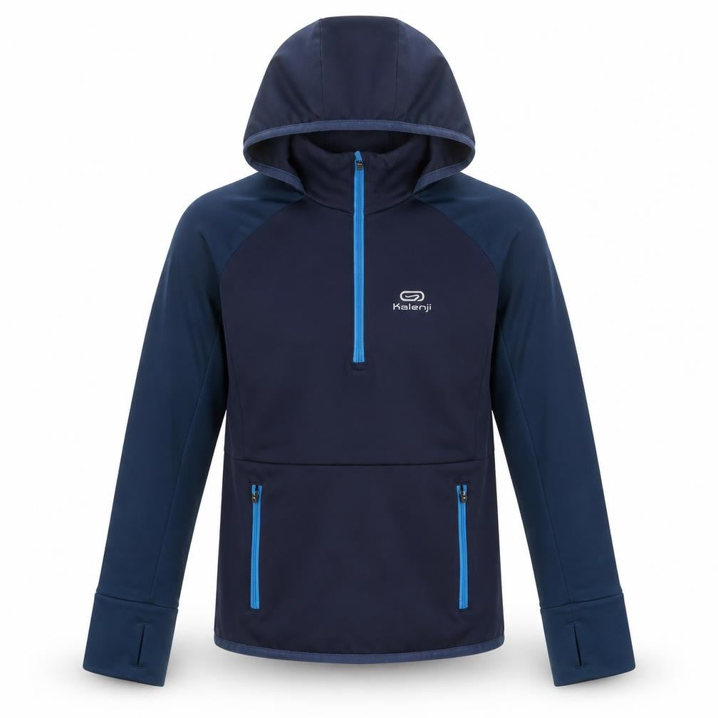 Kalenji Boys Blue 7-8 Years 1/2 Zip Hooded Running Sweatshirt