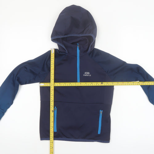 Kalenji Boys Blue 7-8 Years 1/2 Zip Hooded Running Sweatshirt