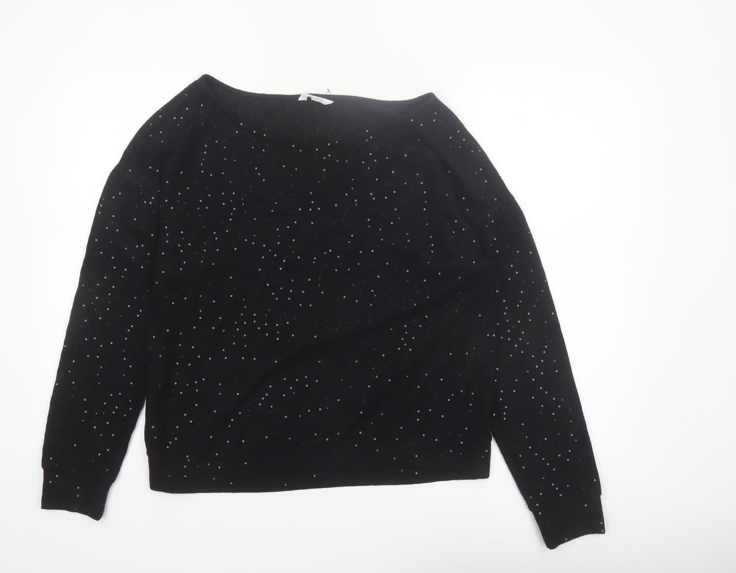 Next Womens Black Rhinestone Pullover Jumper Size 12
