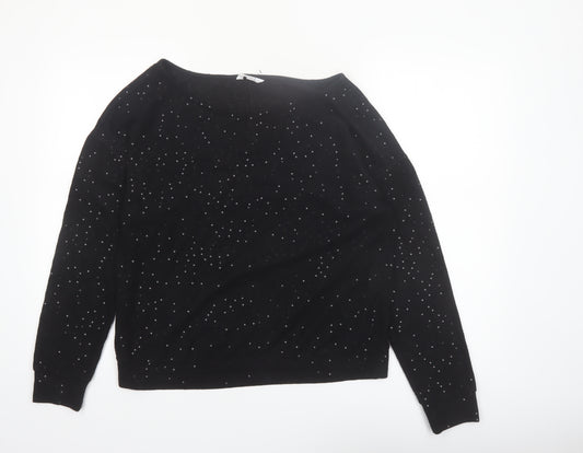 Next Womens Black Rhinestone Pullover Jumper Size 12
